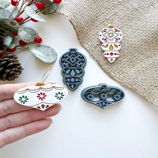 WIDE VINTAGE ORNAMENT EARRING | CHRISTMAS 2024 | CLAY CUTTER {4}