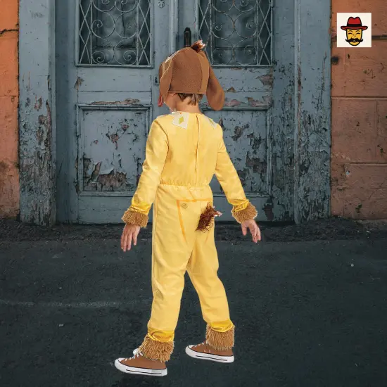 Kids Classic Disney Wish Valentino Costume, Yellow Jumpsuit Faux Fur Goat Headpiece {6}