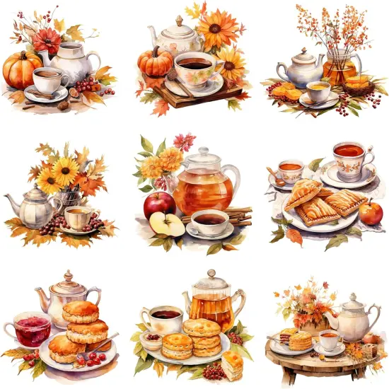 144 Pcs Tea Sets Four Seasons Sticker {3}