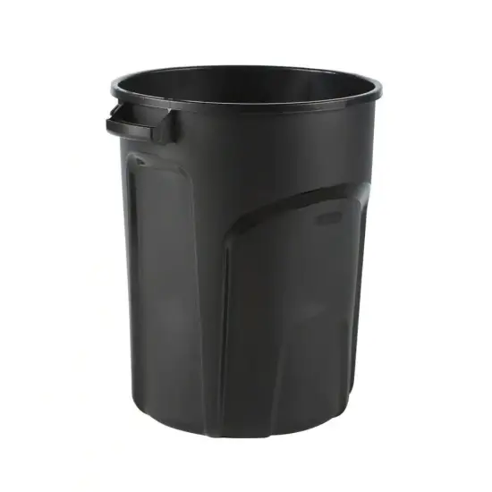 Black Plastic 32-Gallon Outdoor Trash Can with Snap-Fit Lid and Handles {4}