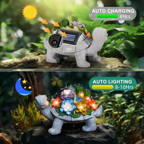 Turtle Statue Solar Lights Outdoor Garden Decor {3}