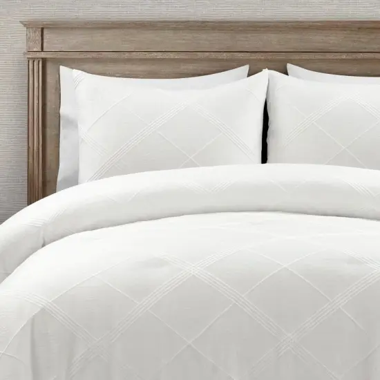 White Diamond Jacquard 3 PCS Comforter Set {4}