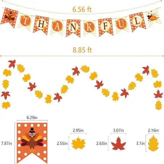 40PCS Thanksgiving Decorations - Pre-Assembled Banner & Garland {4}