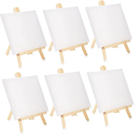 6 Packs 8" x 10" Canvas and Easel Set {1}