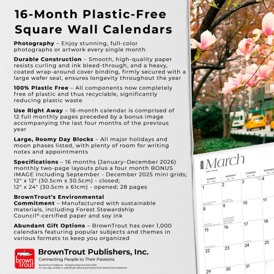 New York City | 2026 12 x 24 Inch (Hanging) Monthly Square Wall Calendar | Foil Stamped Cover | Plastic-Free {6}