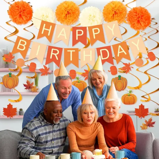 Fall Autumn Happy Birthday Banner and Hanging Decorations {5}