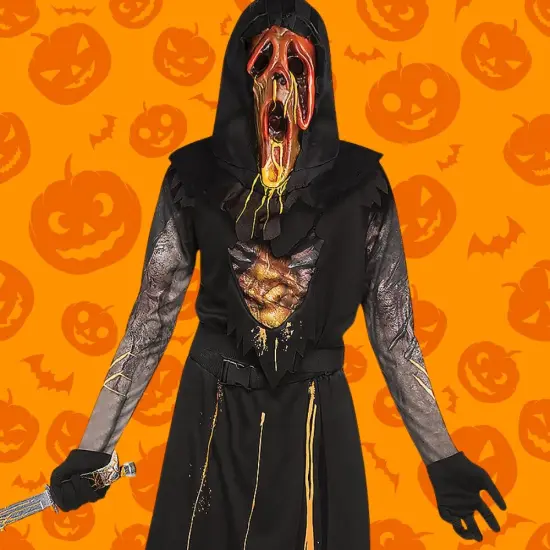 Child Scorched Ghost Face Costume Molten Horror Style {3}