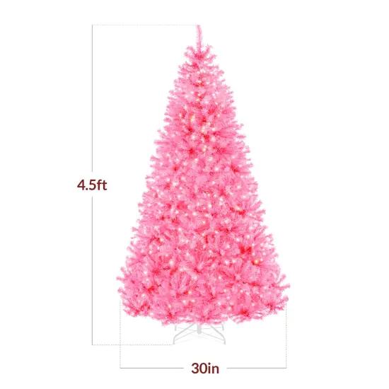 Best Choice Products Pre-Lit Pink Christmas Tree, Artificial Full Holiday Decoration w/ Branch Tips, Incandescent Lights {2}