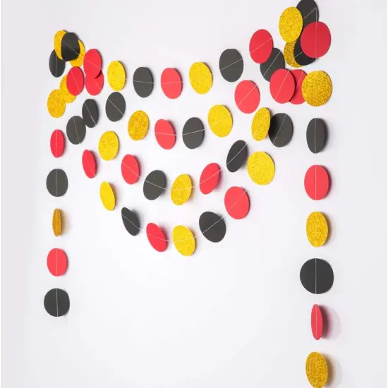 Glitter Garland Circle Dots Hanging Decor - Gold Glitter,Black,Red {5}