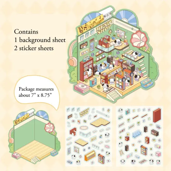 Isometric Sticker Activity Pack of 4 Styles, Cute Sticker Scenes with Tweezers, Adorabilities {6}