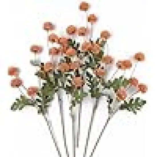 Artificial Flowers Bulk Small Faux Chrysanthemums with Stems Floral- Burnt Orange {6}