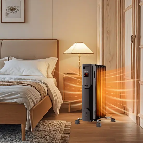 Oil Filled Radiator Heater with Adjustable Thermostat-Black {3}