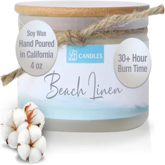 Coastal Essentials Natural Soy Hand Poured Candle, Beach Linen Scent, Fragrant Coastal Candle with Strong Scents, Artisan Candle, 4oz, 30+ Hours Burn Time {1}