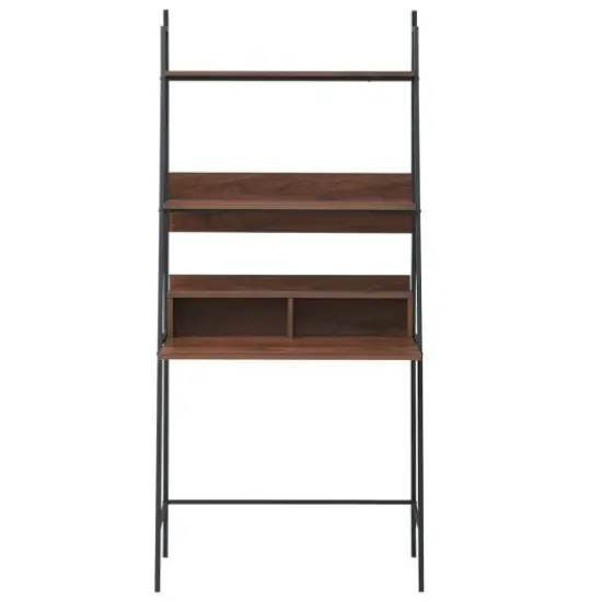 Wall Bookshelf Ladder Computer Desk with Shelf and Metal Frame {2}