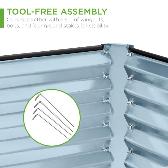 Best Choice Products 8x4x2ft Outdoor Metal Raised Garden Bed, Planter Box for Vegetables, Flowers, Herbs Mist Blue {5}