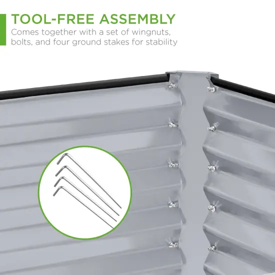 Best Choice Products 8x4x2ft Outdoor Metal Raised Garden Bed, Planter Box for Vegetables, Flowers, Herbs Moonlight Gray {5}