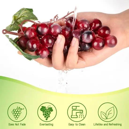 4 Bunches Plastic Lifelike Grapes - Red {4}
