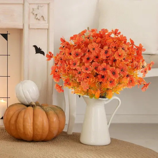 20 Bundles Fall Orange Artificial Flowers for Outdoor {2}