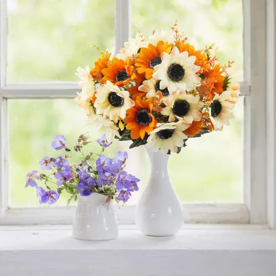 4 Bundles Fall Flowers - Artificial Daisy Flowers with 10 Sunflowers {2}