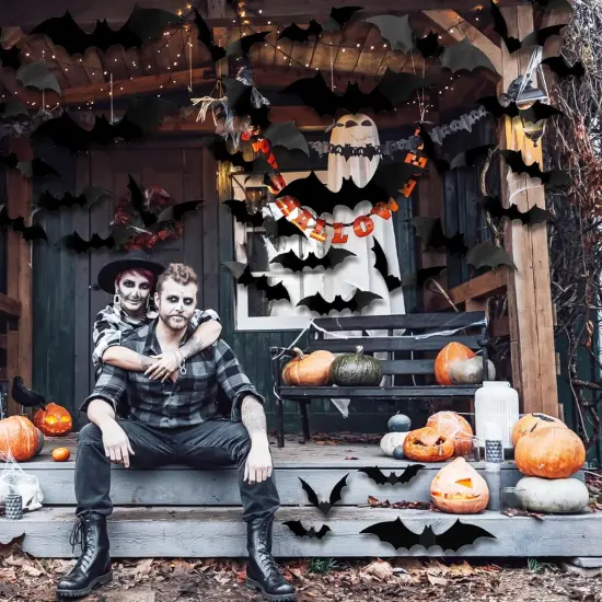 Big Size Bat Wall Decor Stickers, 124pcs {5}