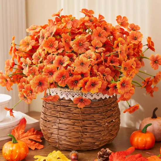 16 Bundles Orange Artificial Fall Flowers {1}
