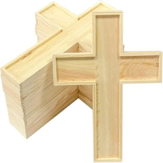 12 Pack Unfinished Wood Crosses Natural Solid Wooden Cross for Crafts (9 x 6.3 x 0.47Inches) {1}