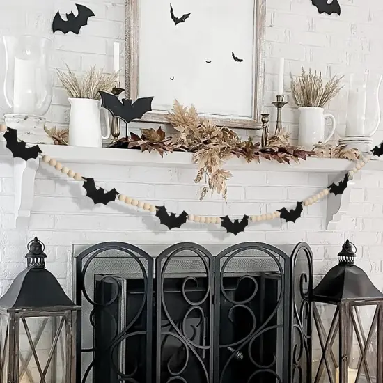 Halloween Decorations-Black Felt Bats Wood {5}
