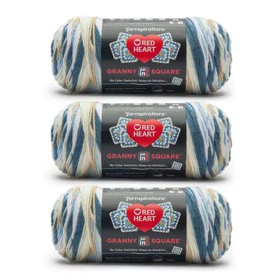 Red Heart All in One Granny Square Yarn 24 Pack-Aran - Soft Sky {1}