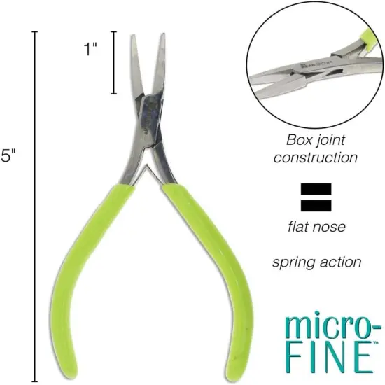The Beadsmith Micro Mini Flat Nose Pliers with Springs - 5" Length {3}