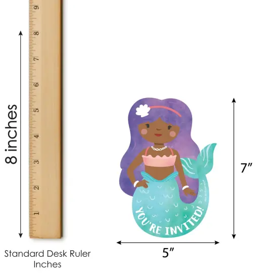 Big Dot of Happiness Mermaid Birthday Invitations, You're Invited Mermaid-Shaped Party Fill-In Invitation Cards with Envelopes, Set of 12 {6}