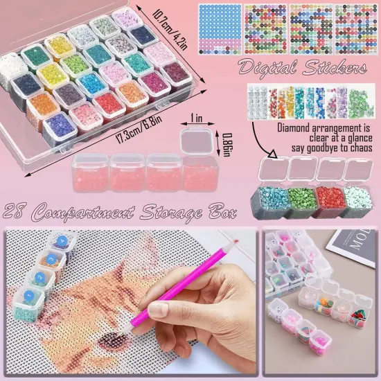 158Pcs Diamond Art Accessories Kit All Inclusive Diamond Painting Tool Set with A4 Diamond Painting Light Pad,Diamond Art Sealer Glue,Diamond Correction,Pens Storage Box for DIY Craft {3}