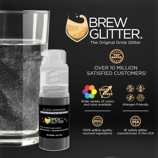 Brew Glitter - Black Shimmer Edible Drink Glitter (4g, Mini Spray Pump) for Beer, Cocktails and Beverages {2}