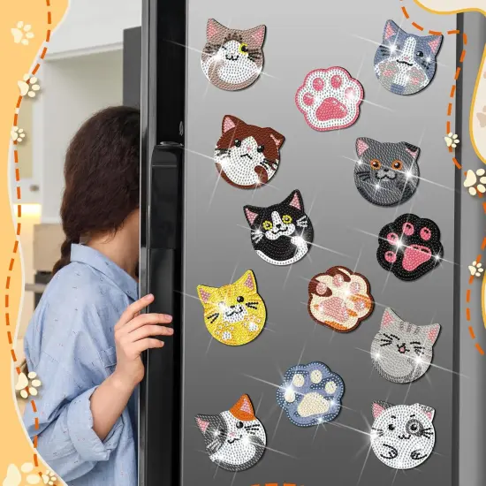 30 Pcs Diamond Painting Refrigerator Magnets Spring Diamond Art Magnet Kits for Adults Summer Mandala Flower Cat Fridge Stickers for Beginners Adults Kids DIY Craft Gifts Home Decors {2}