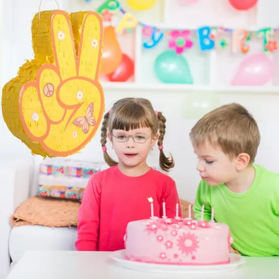 Groovy Pinata with Blindfold and Bat for Kids Groovy Hippie Theme Birthday Party Game Decorations {5}