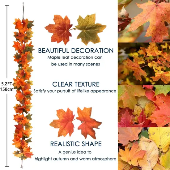 4 Pack Fall Maple Leaves Garland - 5.2ft (Style 1) {2}