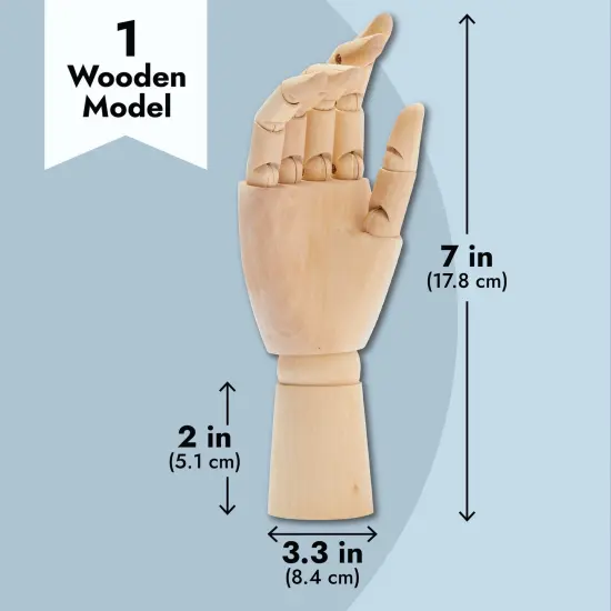 7 inch Wooden Hand Model - Wood Right Hand Art Mannequin Figure with Posable Fingers for Drawing School, Practice, Supplies, Jewelry Display, Decoration, Sketching Brown {4}