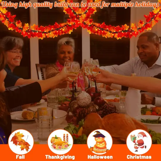 9FT Fall Garland with Lights Decor {4}