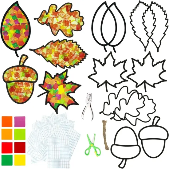 10 Pieces Fall Leaf Suncatcher Craft {1}
