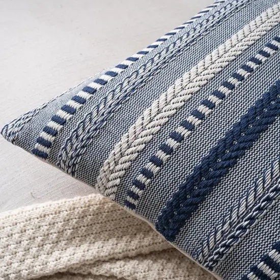 Boho Throw Pillow Covers 20x20 Inch Set of 2, Farmhouse Decorative Couch Pillow Cases, Navy Blue Accent Pillows of Bed, Sofa Bedroom Living Room Home Decor Cushion Cover {4}