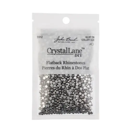 Crystal Lane DIY SS12 Glass Flatback Rhinestones, 2880pcs Hematite {3}