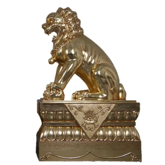 Foo Dog Female On Base Chinese Lion Statue {1}