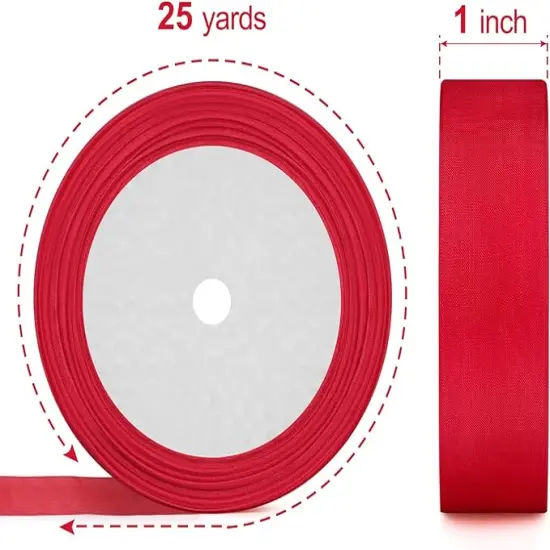 5 Rolls Organza Ribbon 1" x 25 Yd Each Roll, Fall Sheer Chiffon Ribbon, Transparent Sheer Ribbon for Gift Wrapping, Bouquet, Wedding, Party Decoration {3}