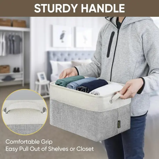 Fabric Storage Bins for Shelves, Linen Storage Baskets for Organizing {5}