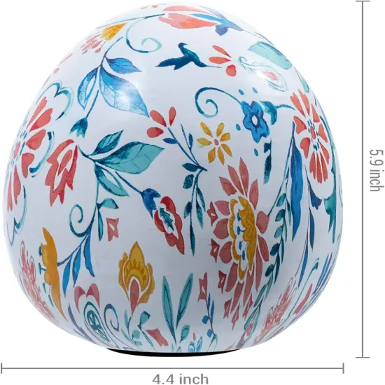 6 Inch Tall Resin Decorative Egg with Vibrant Multicolor Artistic Floral Print {5}