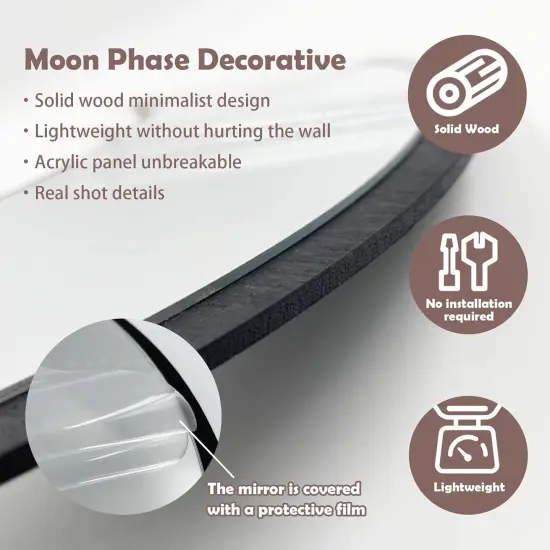 Moon Phase Mirror Set, 5pcs Boho Moon Wall Decor for Home {2}