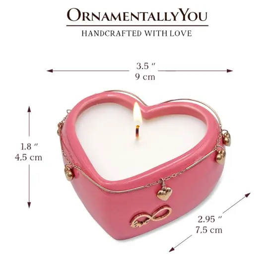 Heart Shaped Eternal Love Candle, Romantic Rose Scented Gift with Pendant for Her {4}