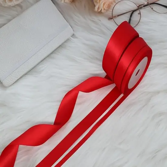 Red Satin Ribbon Double Faced Ribbon 3 Rolls (1/4 Inch, 5/8 Inch, 1 Inch), Fabric Ribbon Use for Gift Wrapping, Wedding Party Decoration, Hair Bows, DIY Crafts, Total 30 Yards {3}