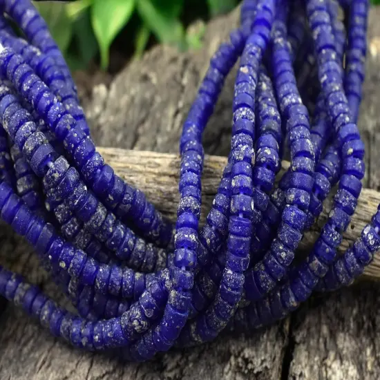6x3mm Aged Lapis Indonesian Heishi Beads (20" Strand) {4}