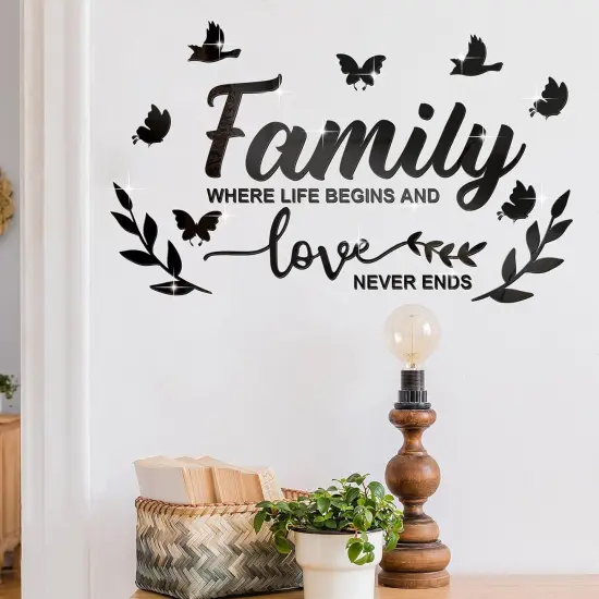 Mirror Family Wall Decor 3D Acrylic Wall Decal Stickers Family Letter Quotes {2}