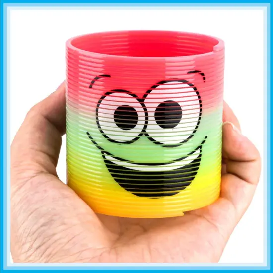 Rainbow Magic Spring, 12Pcs Colorful Plastic Springy Toys Fidget Toys Walking Toy Circle Shaped Coils Party Favors Gift Stocking Stuffers for Boy Girl Children Kids (Rainbow Emoji) {3}